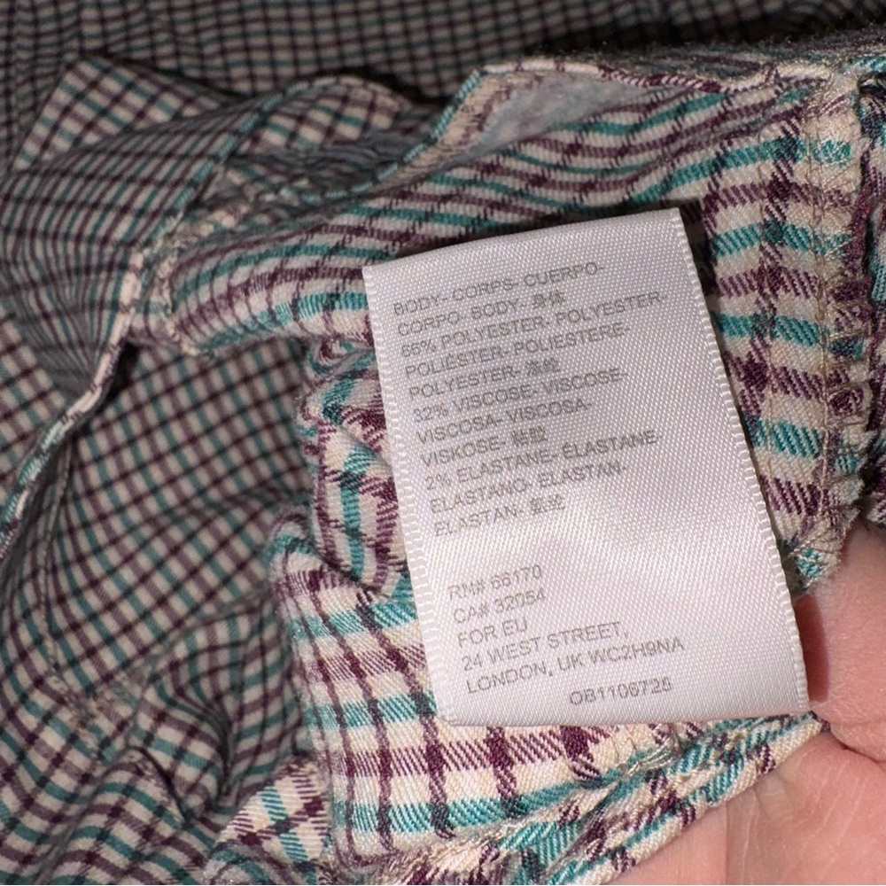 Urban Outfitters Plaid Gingham wide leg cropped trouser pants purple green 4 - Picture 5 of 8